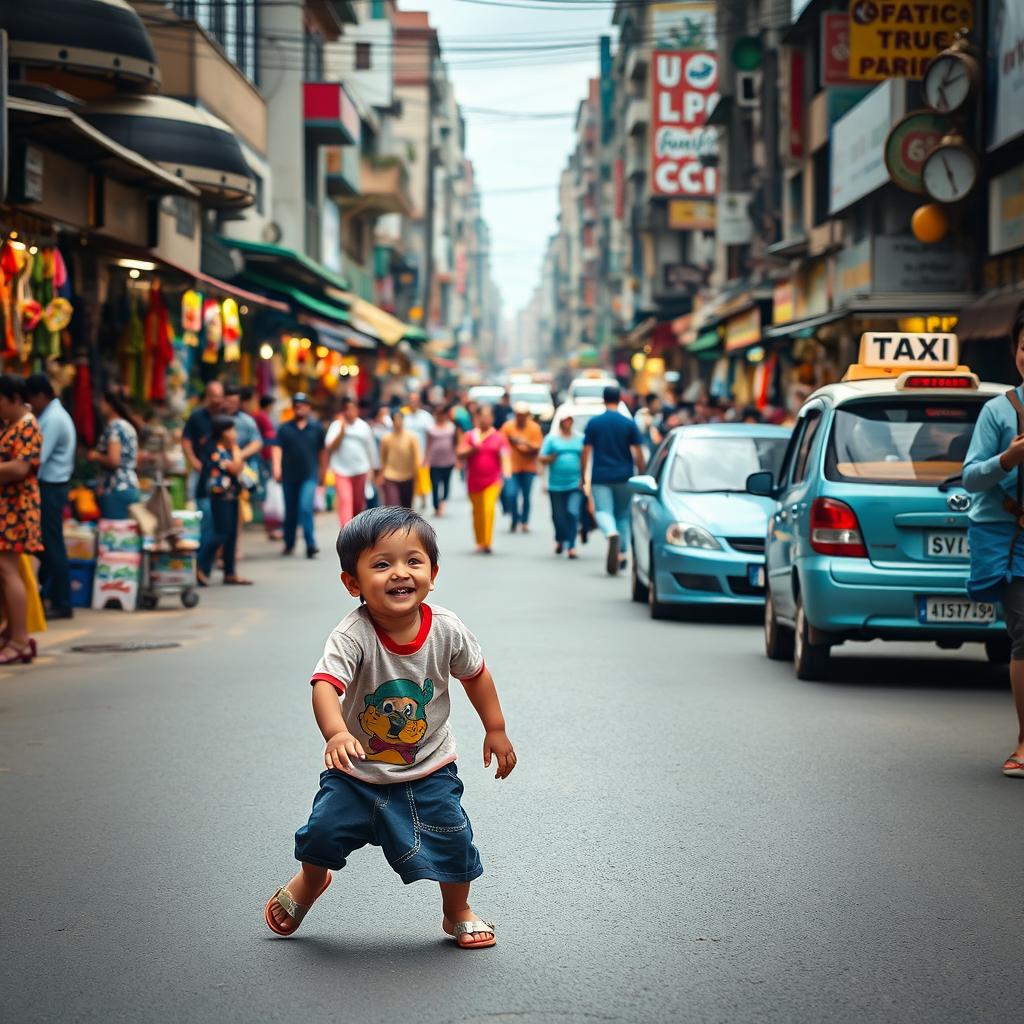 A bustling market scene set on a vibrant street filled with various vendors