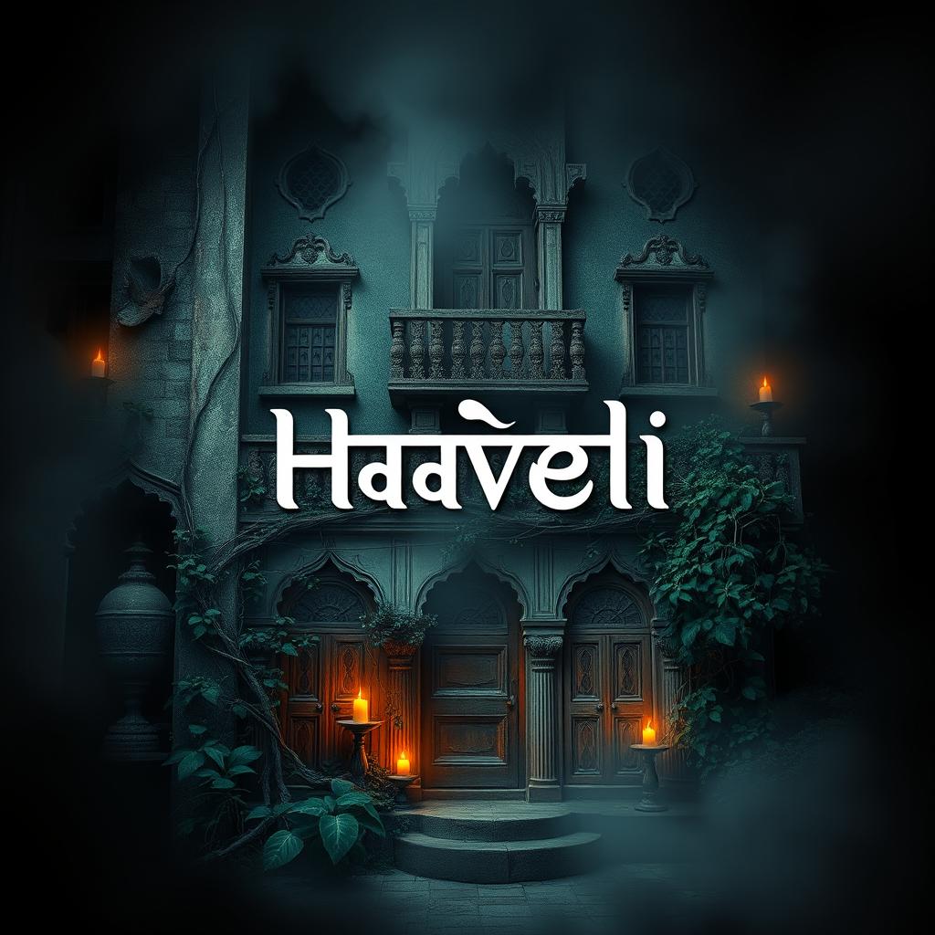 A mystical and eerie house with a weathered, haunted appearance, surrounded by thick mist and shadows