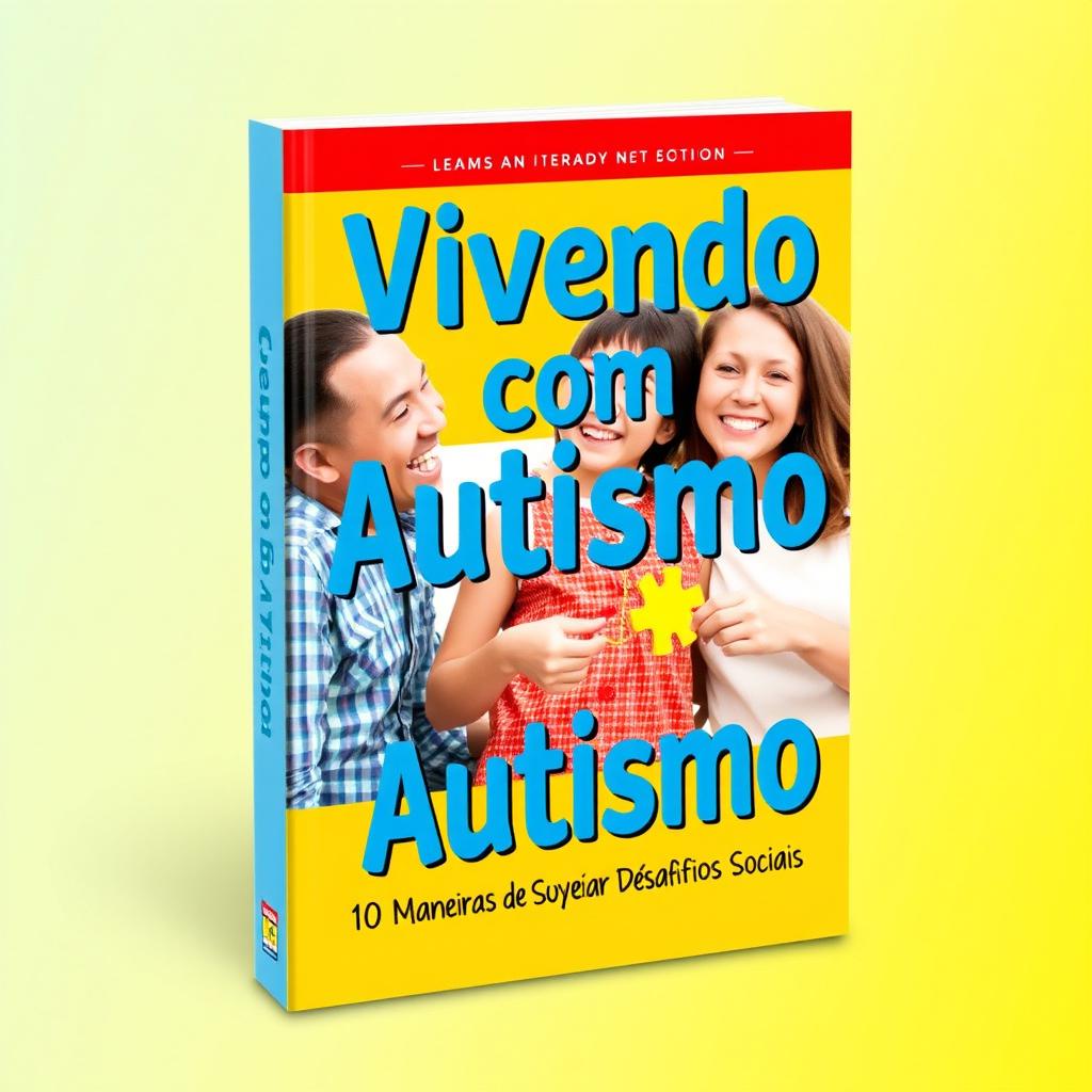 A vibrant and cheerful cover design for a book titled 'Vivendo com Autismo'