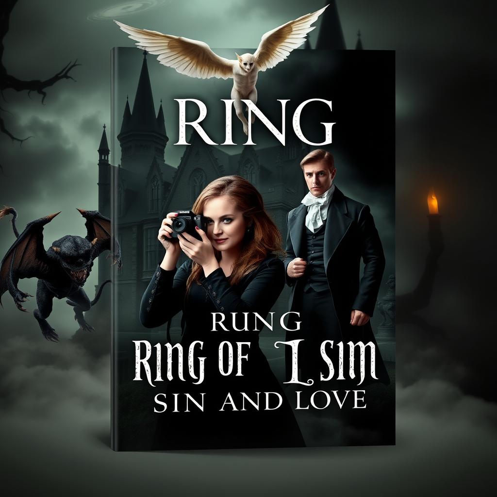 A book cover design for 'Ring Of Sin And Love,' showcasing a gothic romance theme