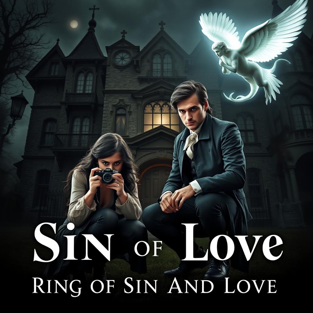 A captivating book cover for 'Ring Of Sin And Love', reflecting a gothic romance aesthetic