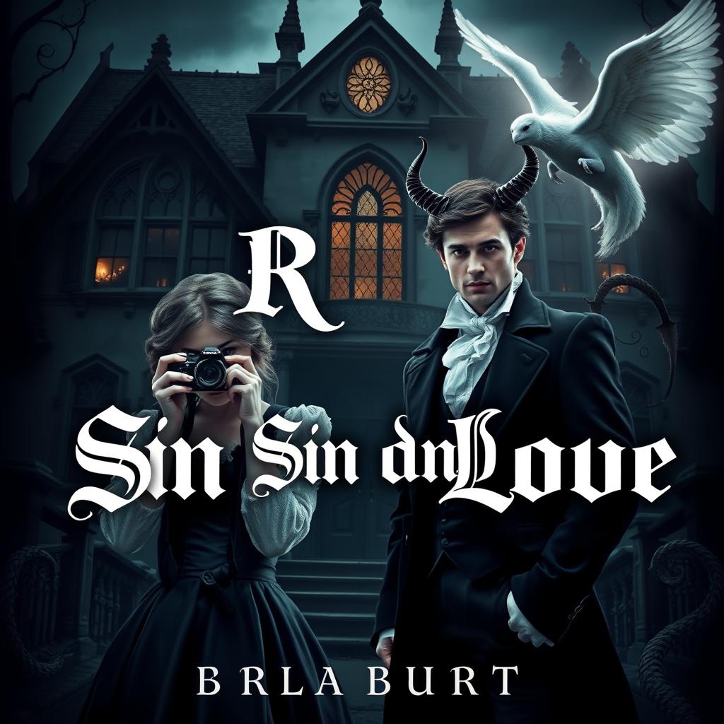 An enchanting book cover for 'Ring Of Sin And Love', encapsulating the essence of gothic romance and horror