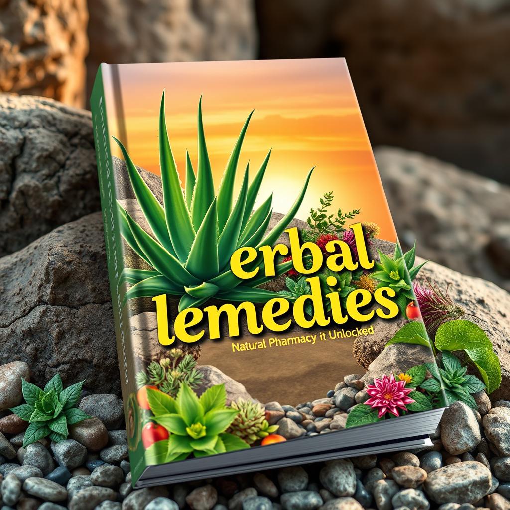 A unique and eye-catching book cover for 'Herbal Remedies: Natural Pharmacy Unlocked'