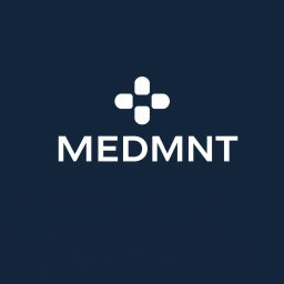 Create a minimalist, modern, and professional abstract logo for a company named "MEDMNT" that focuses on innovative medical solutions
