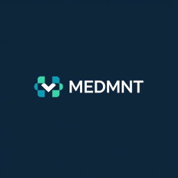 Create a minimalist, modern, and professional abstract logo for a company named "MEDMNT" that focuses on innovative medical solutions