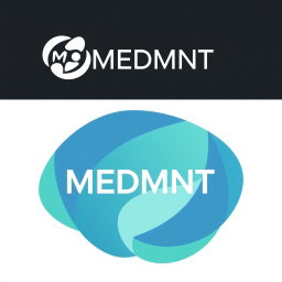 Create a minimalist, modern, and professional abstract logo for a company named "MEDMNT" that focuses on innovative medical solutions
