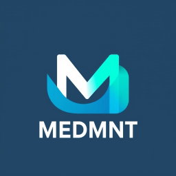 Create a minimalist, modern, and professional abstract logo for a company named "MEDMNT" that focuses on innovative medical solutions