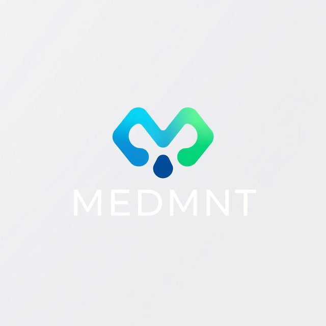 Create a minimalist, modern, and professional abstract logo for a company named "MEDMNT" that specializes in innovative medical solutions