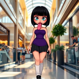 A vibrant and shapely tall goth girl designed in a unique style that blends elements of Disney Pixar and Steven Universe
