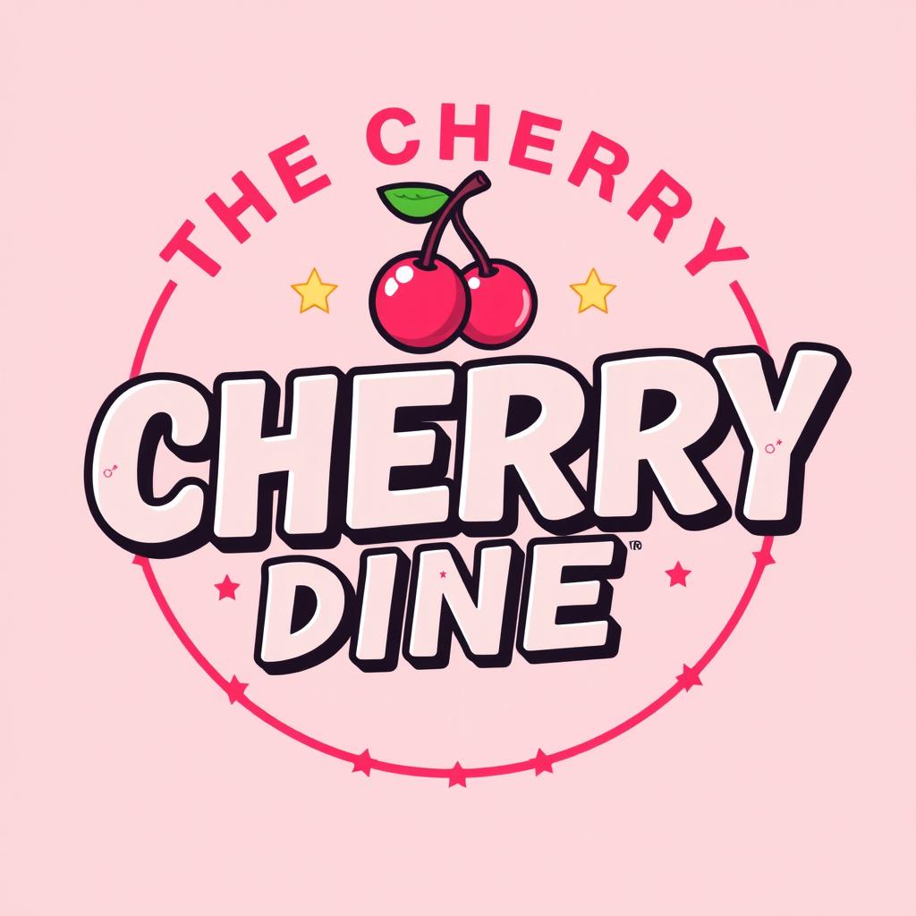 A vibrant and eye-catching logo design for a clothing brand named 'THE CHERRY DINER'