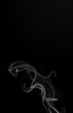 A sleek and shiny black background with an elegant texture, adorned with swirling black and white smoke gracefully rising from the bottom