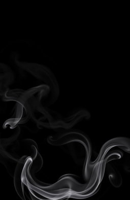 A sleek and shiny black background with an elegant texture, adorned with swirling black and white smoke gracefully rising from the bottom