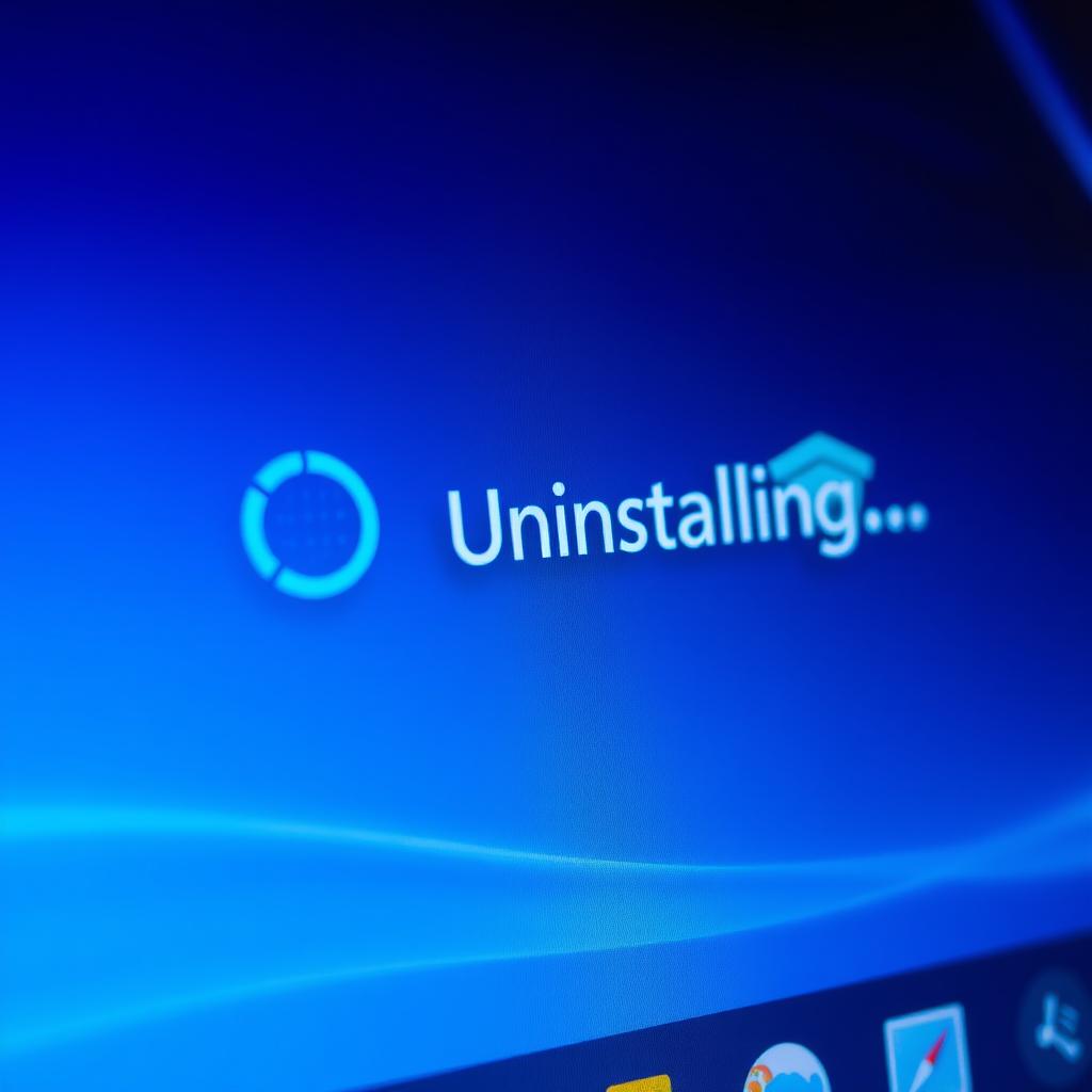 A close-up shot of three computer icons on a desktop screen, looking like they are in the process of being uninstalled