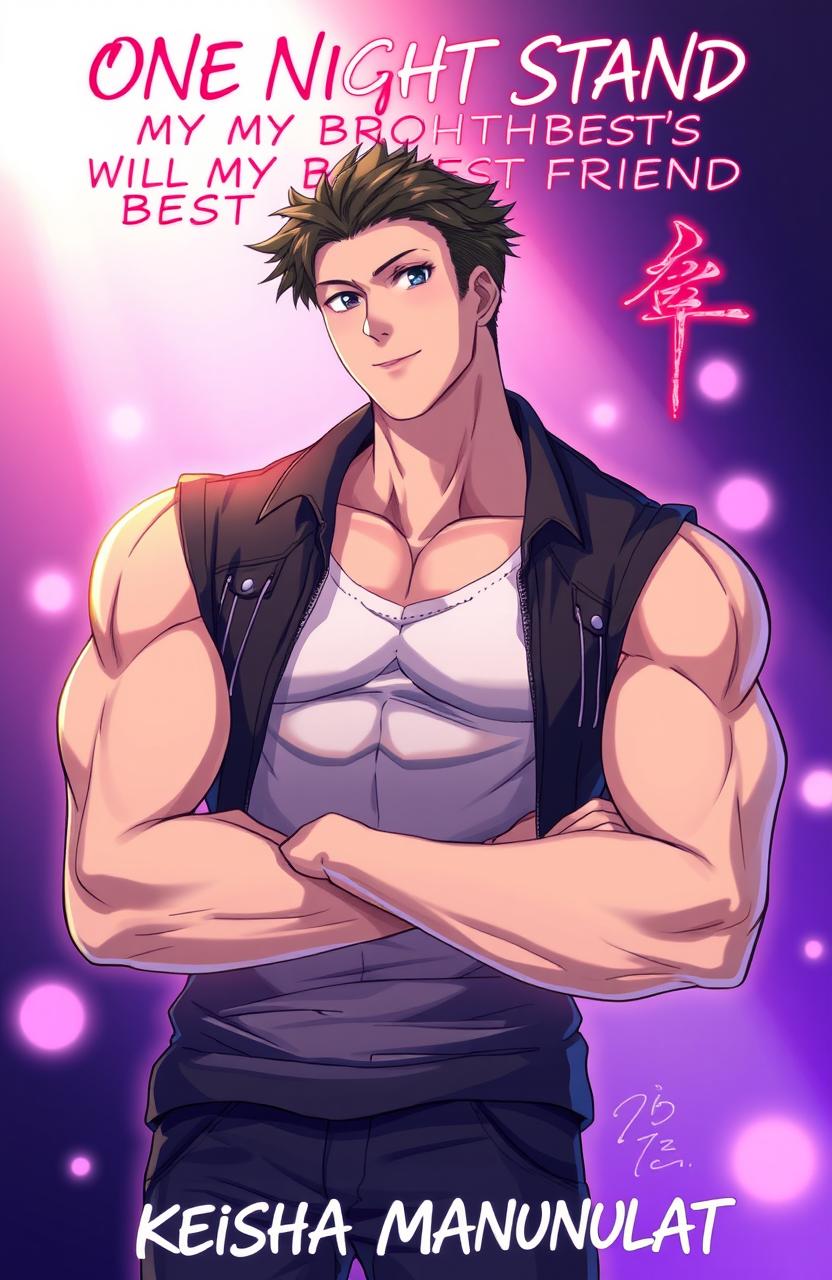 A visually striking anime illustration of a handsome and muscular man, embodying the characteristics of a romantic lead