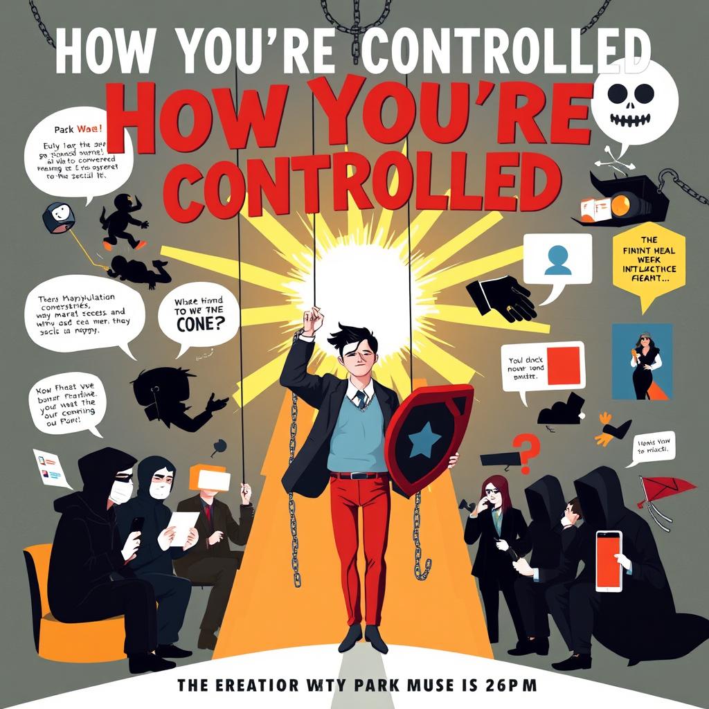 An eye-catching and informative illustration that encapsulates the theme 'How You're Controlled: 50 Hidden Manipulation Tactics & How to Resist Them