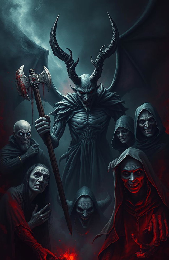 A mysterious, dark and captivating cover conveying an atmosphere of despair and horror