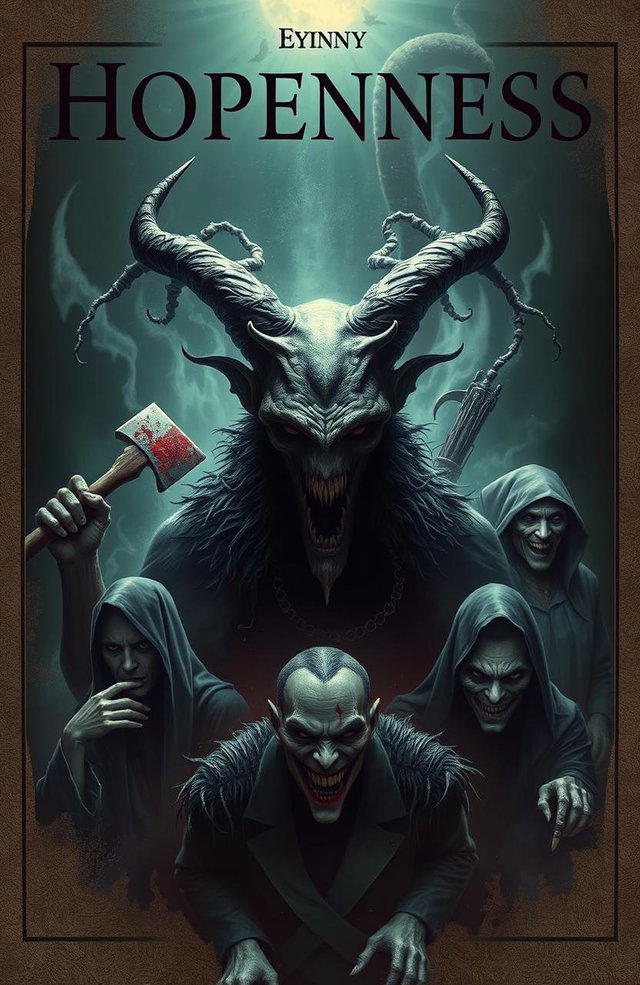 A mysterious, dark, and mesmerizing cover depicting an atmosphere of hopelessness and horror