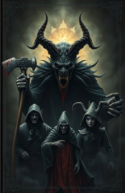 A mysterious, dark, and mesmerizing book cover that conveys an atmosphere of despair and horror