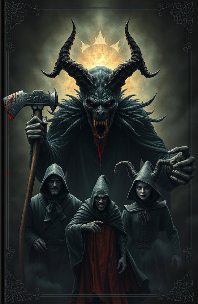 A mysterious, dark, and mesmerizing book cover that conveys an atmosphere of despair and horror