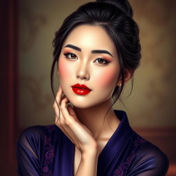 A stunning Chinese woman depicted in a realistic style, showcasing her beauty and sensuality