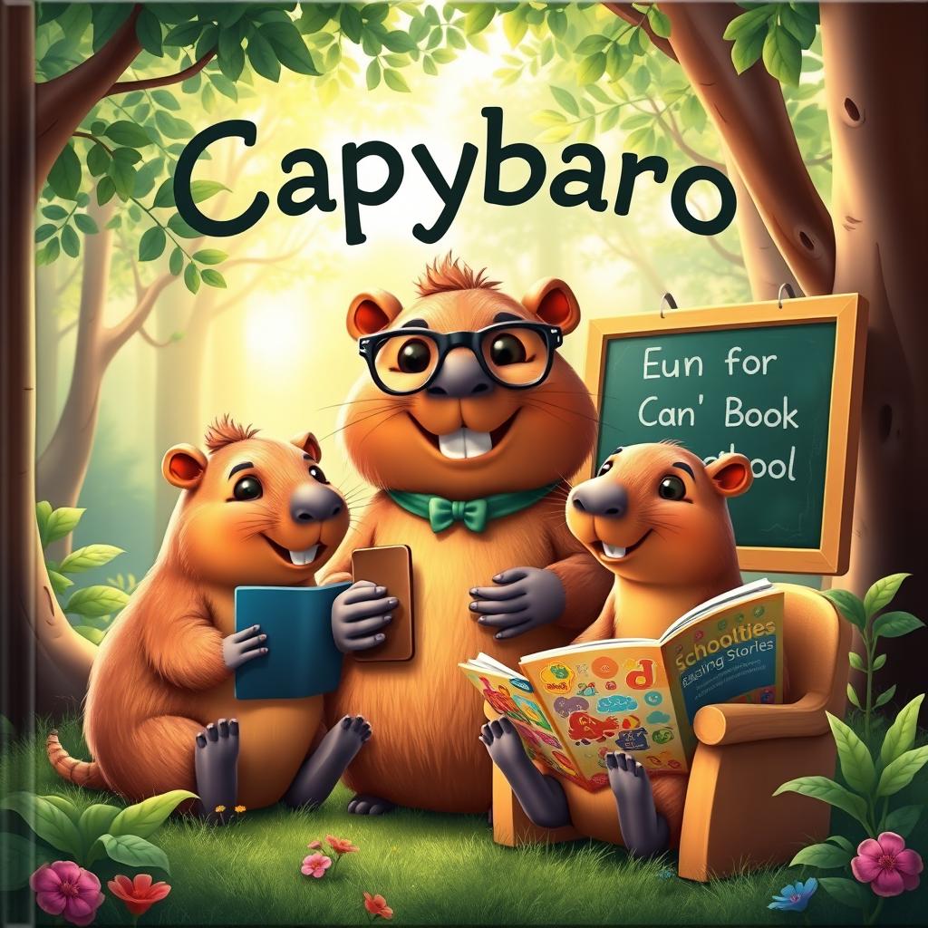 Whimsical Capybaras in School