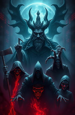 A dark and atmospheric book cover featuring a god of games, a mysterious figure emanating ominous power, in the center