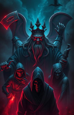 A dark and atmospheric book cover featuring a god of games, a mysterious figure emanating ominous power, in the center