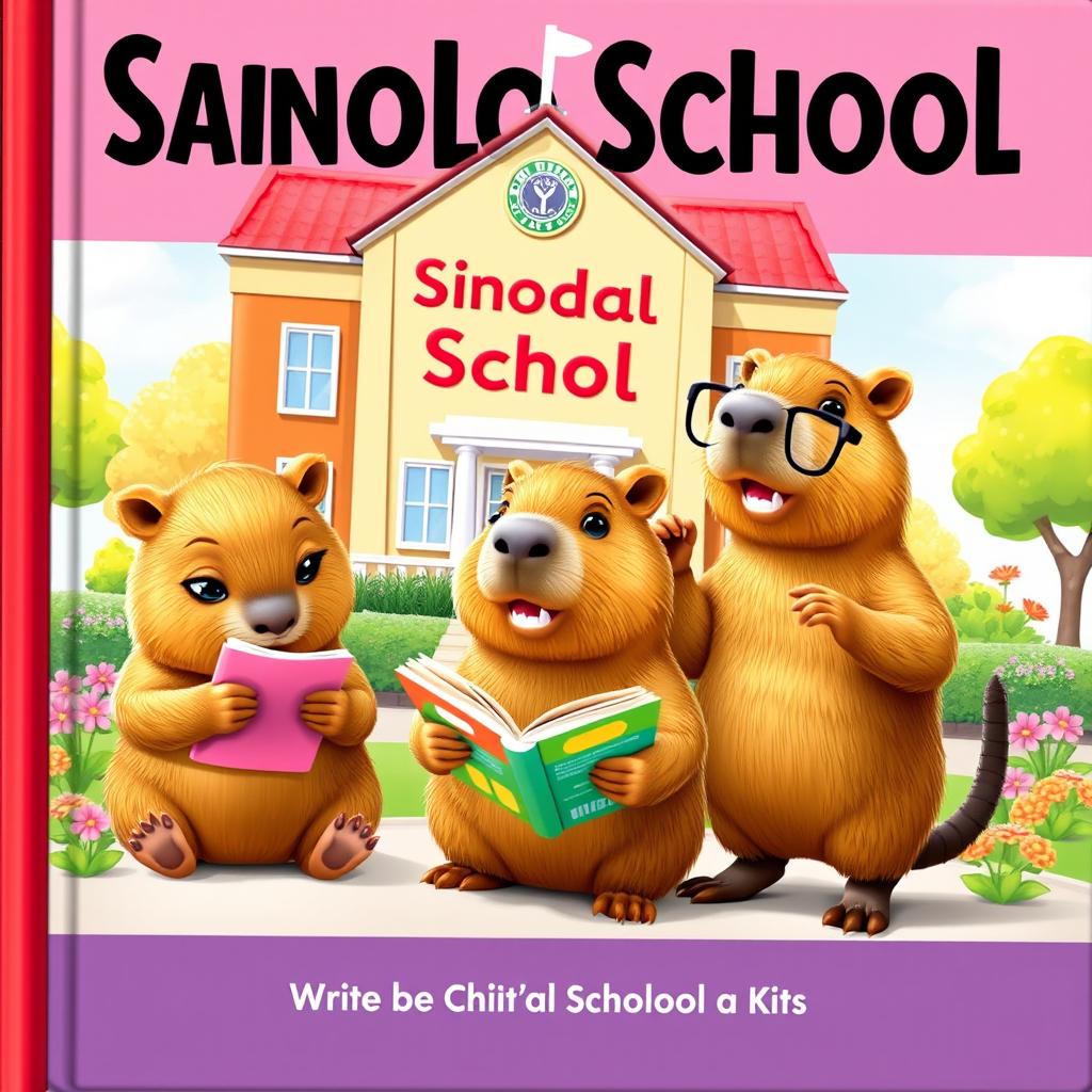 A charming cover illustration featuring three 3D-style capybaras in a lively school setting