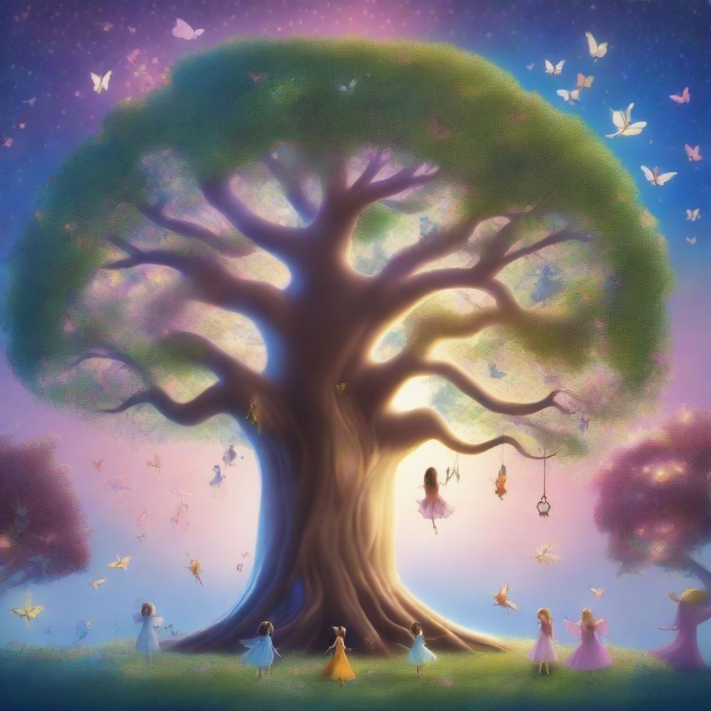 A high-resolution, digital art movie poster featuring a majestic, large tree at the center