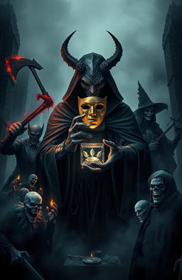A modern, dark book cover without text, conveying an atmosphere of mystique and horror