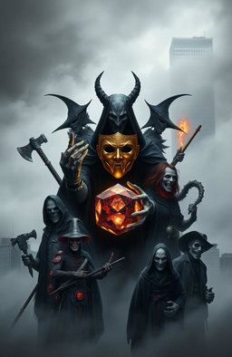 A modern, dark book cover without text, conveying an atmosphere of mystique and horror