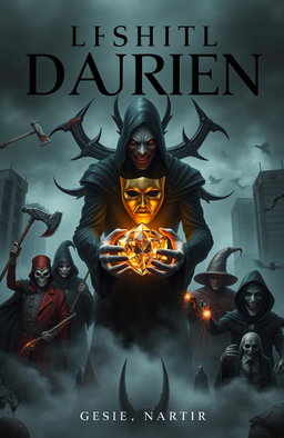 A modern, dark book cover without text, conveying an atmosphere of mystique and horror