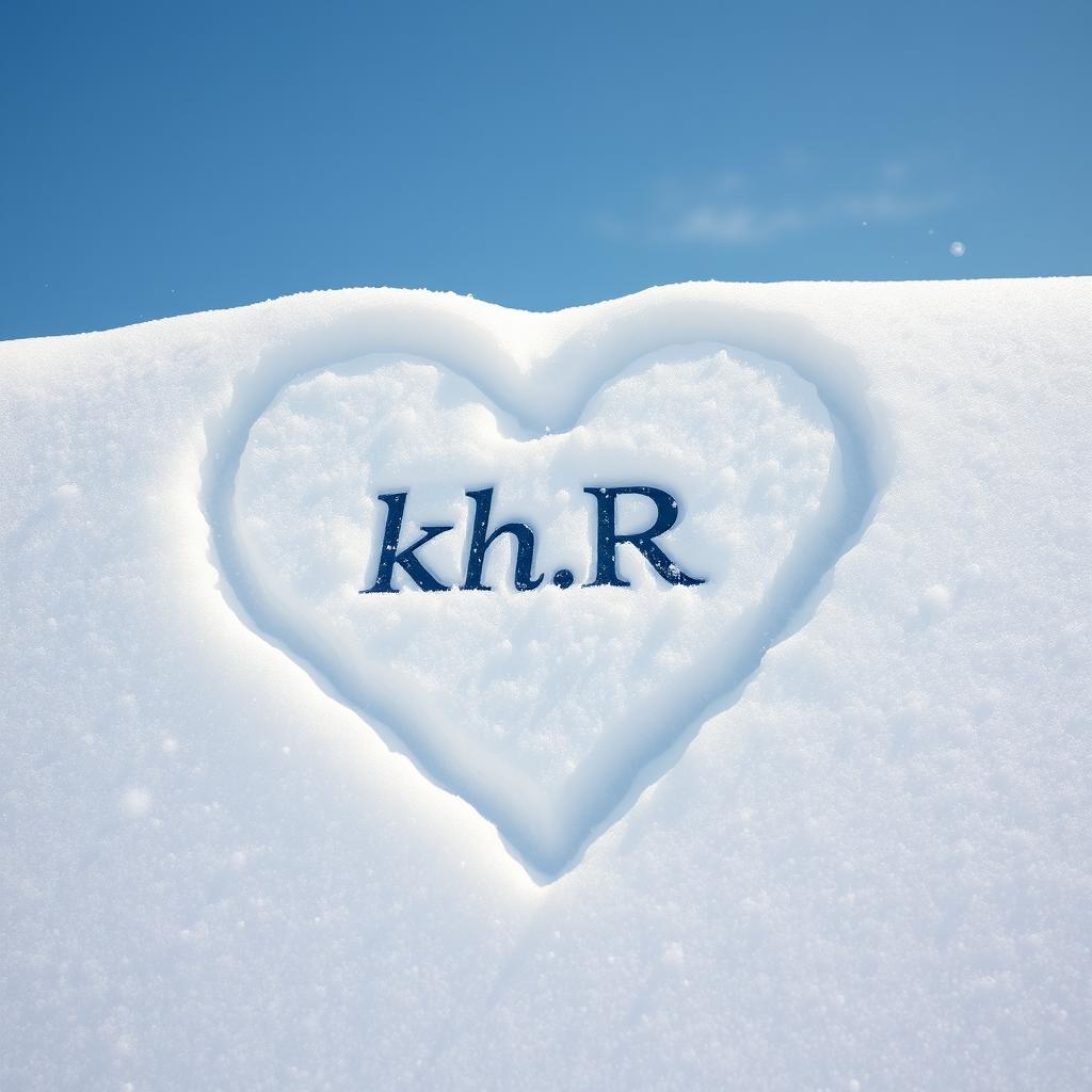 A realistic scene featuring a heart shape drawn on a pristine layer of snow