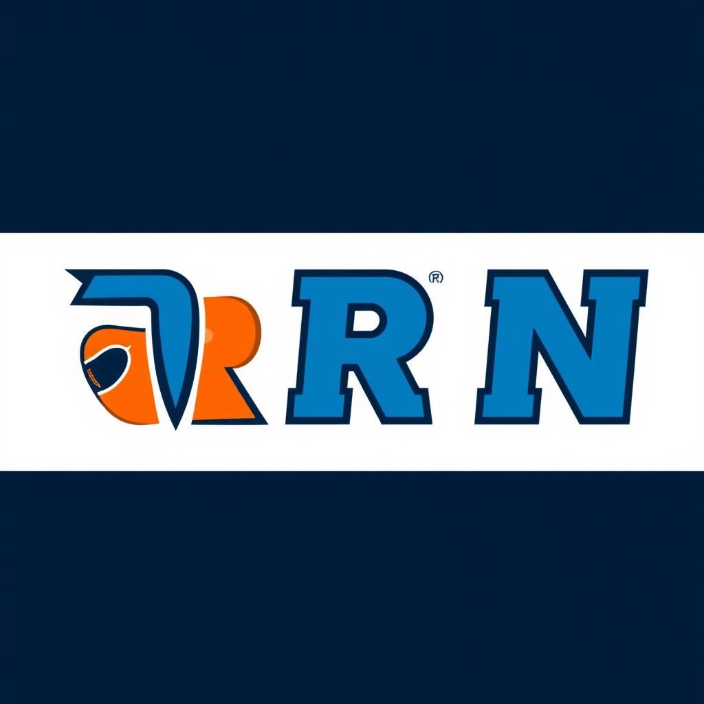 A modern and dynamic logo design for a fictional sports team named 'Rtn'