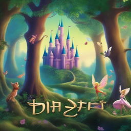 A high-resolution movie poster featuring a mythical enchanted forest