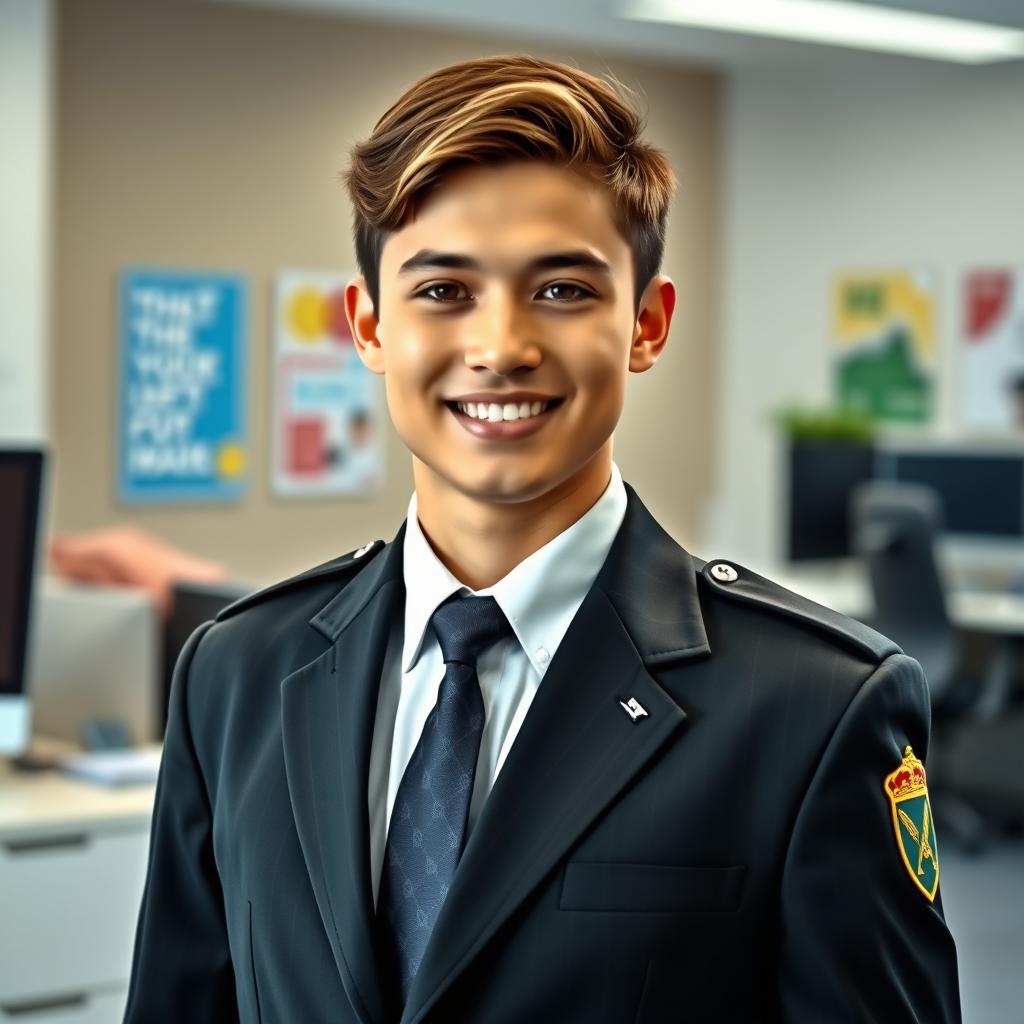 A young adult wearing a well-fitted uniform that conveys professionalism and confidence