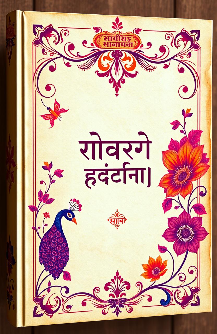 A beautifully designed cover for a Hindi poetry book, featuring vibrant colors and intricate floral patterns