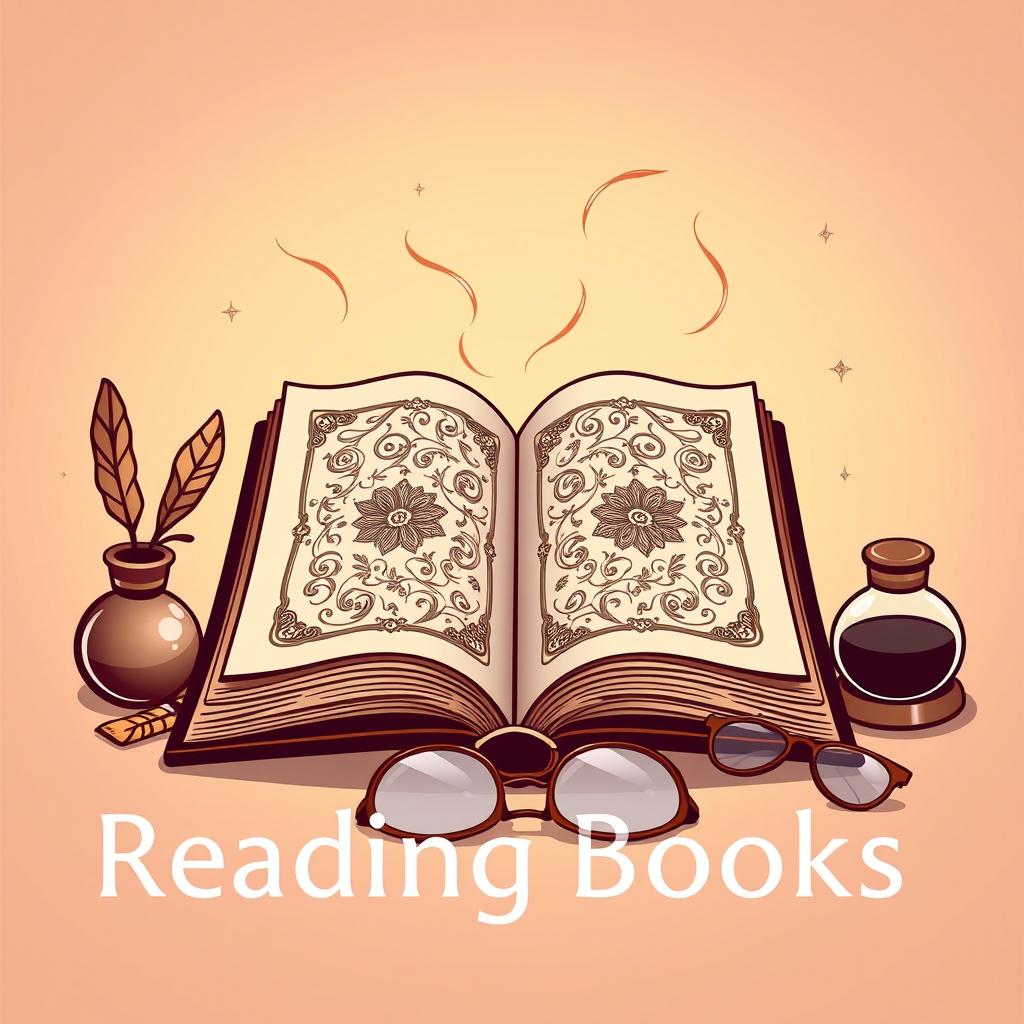 An icon representing reading books, featuring an open book with pages gently fluttering as if being breezed through