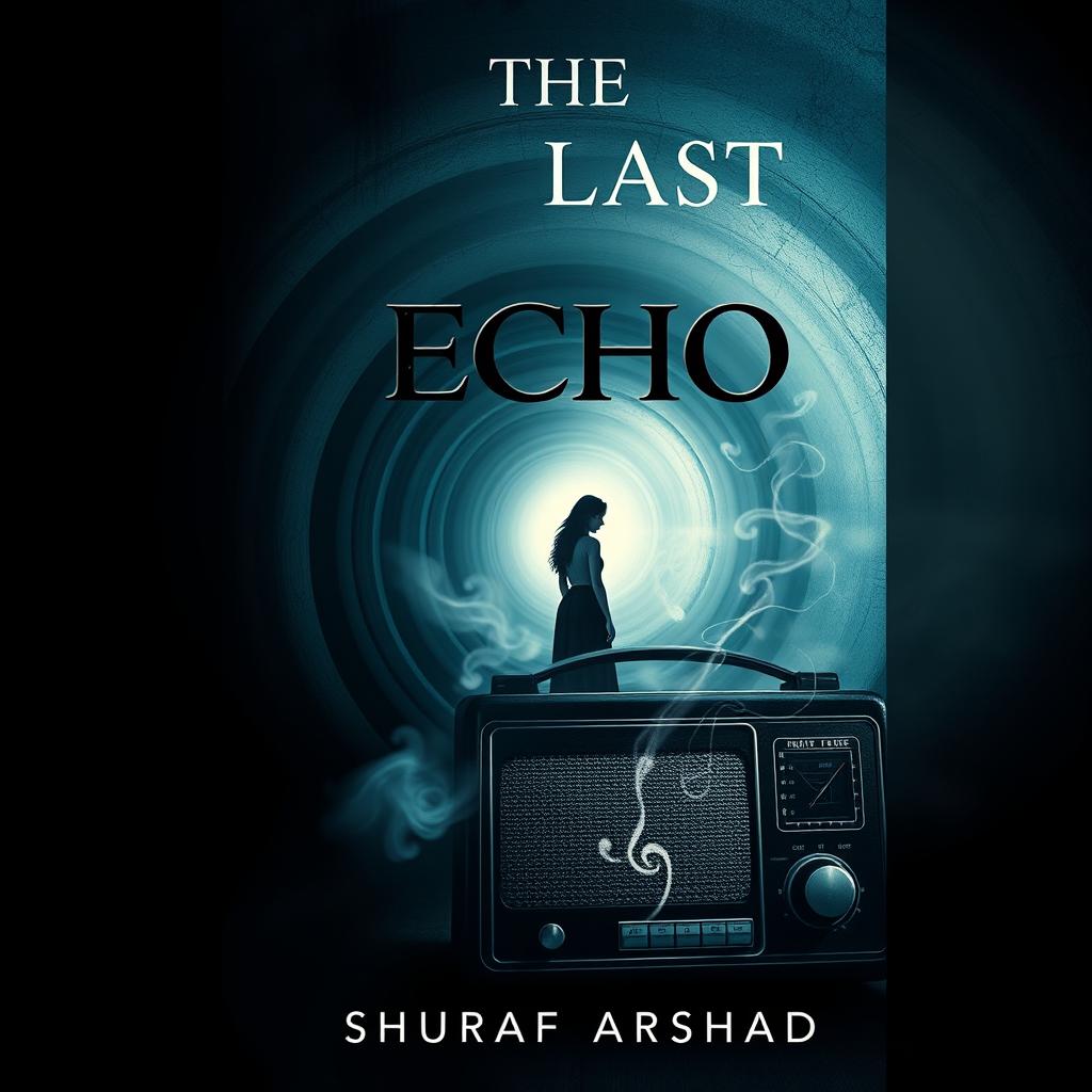 A captivating and eerie book cover design for a mysterious novel titled "THE LAST ECHO" by Shuraf Arshad