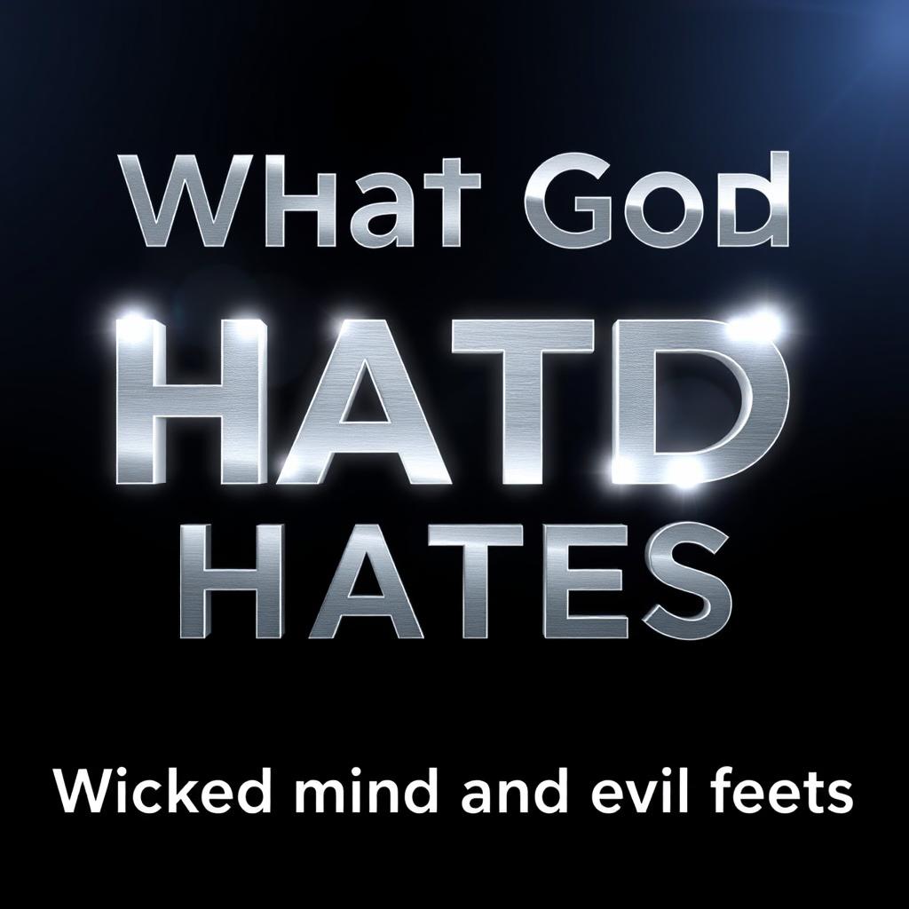 A bold and large typography design featuring the phrase "What God Hates" at the top or center of the image in silver or white font with a glowing outline to create a striking emphasis