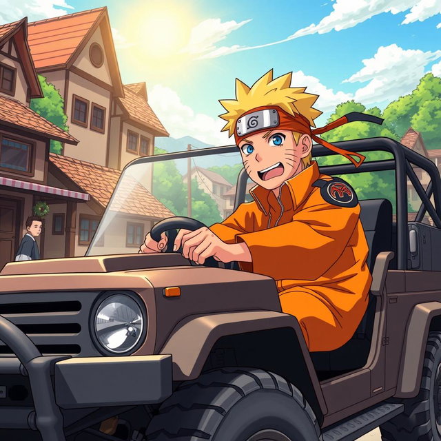 Naruto's Thrilling Ride: Bugatti in Hidden Leaf Village