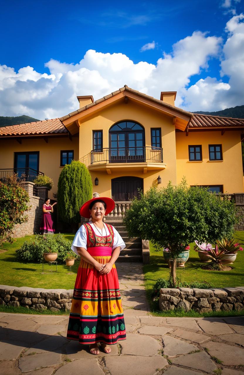 A picturesque view of the Bellavista residence in Cerro de Pasco, Peru, showcasing its distinct architectural features