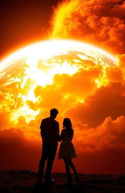 Love Amidst Chaos: Couple Awestruck by Solar Flare