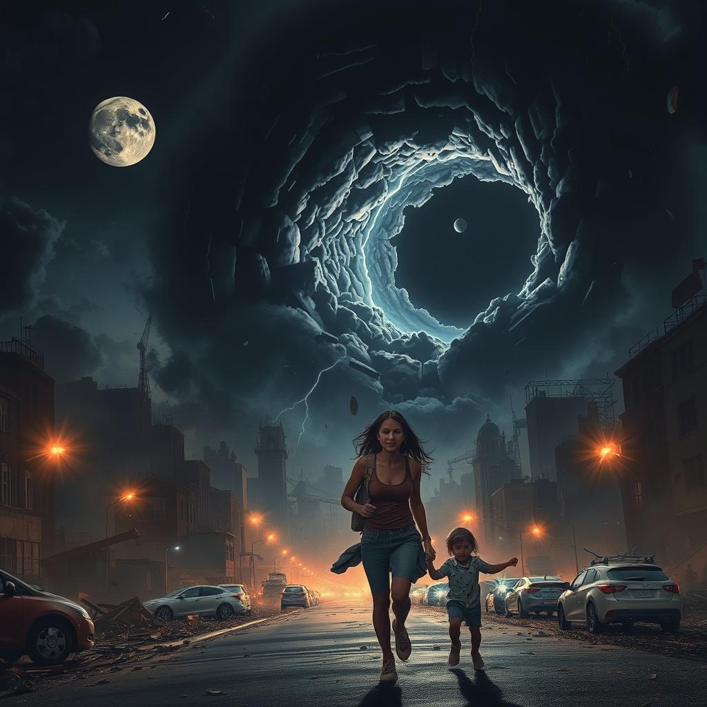 An apocalyptic scene with dark and dramatic tones