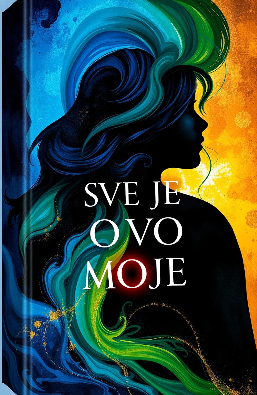 An artistic depiction of the book cover of 'SVE JE OVO MOJE', featuring a vibrant, abstract design that reflects themes of identity and personal journey