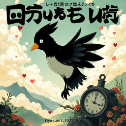 An artistic poster inspired by Oyasumi Punpun, featuring a stylized representation of Punpun in his unique bird-like form, set against a surreal and lush background that evokes emotions of nostalgia and contemplation