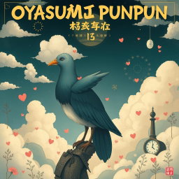 An artistic poster inspired by Oyasumi Punpun, featuring a stylized representation of Punpun in his unique bird-like form, set against a surreal and lush background that evokes emotions of nostalgia and contemplation