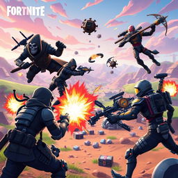 An action-packed illustration of the Fortnite Terror Team, featuring a group of fierce and unique characters in the midst of an epic battle scene