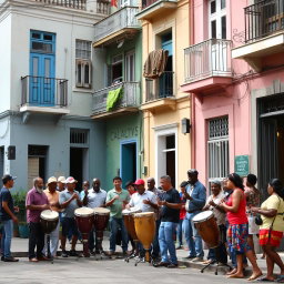 A clean Cuban neighborhood, lively and full of character