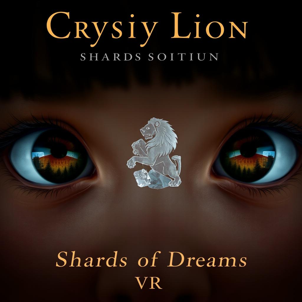 A close-up of a girl's brown eyes, reflecting shards of a crystal lion in the pupils and a blurred silhouette of the SNU campus
